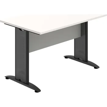 Jednací stůl CP 1600 1 – Stůl jednací oblouk 160 cm - Bílá , Šedá , Černý kov