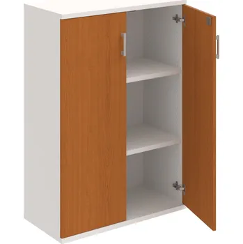 Policová skříň SZ 3 80 01 – Skříň policová dvéřová 115,2 × 80 cm - Třešeň , Bílá , USH – hranatá