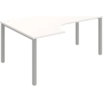 Psací stůl UE 1800 60 P – Stůl ergo 180×120 cm, pravý - Bílá , Šedý kov