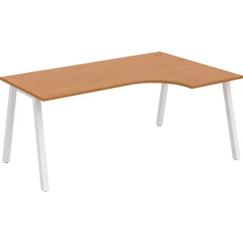 Psací stůl UE A 1800 60 L – Stůl ergo 180 × 120 cm, levý - Olše , Bílý kov