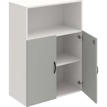 Policová skříň DZ 3 80 02 – Skříň policová dvéřová 111 × 80 cm - Šedá , Bílá , UCO – černá