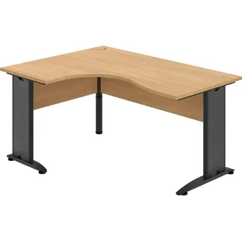 Psací stůl CE 2005 P – Stůl ergo pravý 160 × 120 cm - Dub , Dub , Černý kov