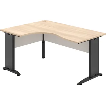 Psací stůl CE 2005 P – Stůl ergo pravý 160 × 120 cm - Akát , Bílá , Černý kov