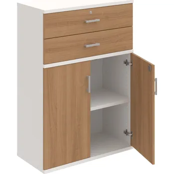 Policová skříň SZ 3 80 03 – Skříň policová zásuvková 115,2 × 80 cm - Višeň , Bílá , USH – hranatá