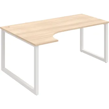 Psací stůl UE O 1800 P – Stůl ergo 180 × 120 cm, pravý - Akát , Bílý kov