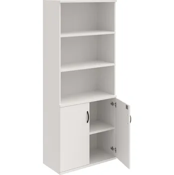 Policová skříň SZ 5 80 03 – Skříň policová dvéřová 192 × 80 cm - Bílá , Bílá , UCO – černá