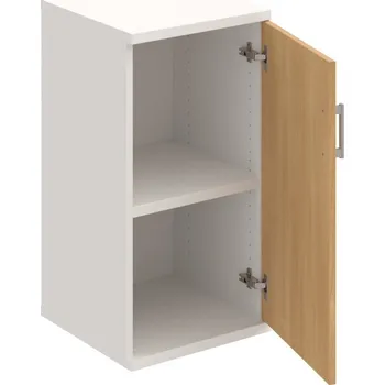 Policová skříň S 2 40 01 P – Skříň policová dvéřová 76,8 × 40 cm - Dub , Bílá , USH – hranatá