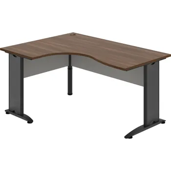 Psací stůl CE 2005 P – Stůl ergo pravý 160 × 120 cm - Ořech , Šedá , Černý kov