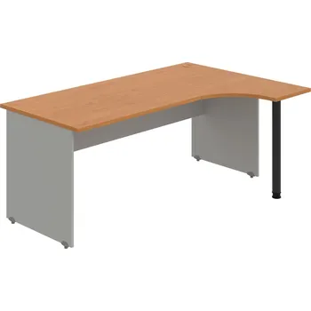 Psací stůl GE 1800 L – Stůl ergo levý 180 × 120 cm - Olše , Šedá , Černý kov