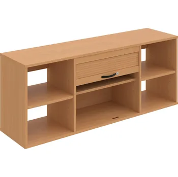 Policová skříň SRZ 7 – Skříň závěsná roletová 140 cm - Buk , UCO – černá , Buk