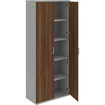 Policová skříň S 5 80 00 – Skříň policová dvéřová - Ořech , Šedá , USH – hranatá