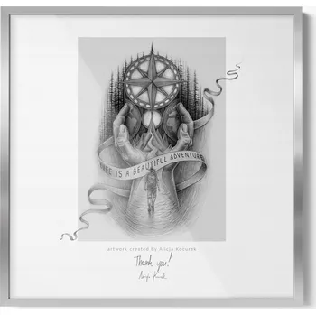 Obraz Stylový stříbrný foto rámeček k zavěšení na zeď, ideální do kanceláře 50x50