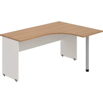 Psací stůl GE 60 L – Stůl ergo levý 160 × 120 cm - Višeň , Bílá , Šedý kov