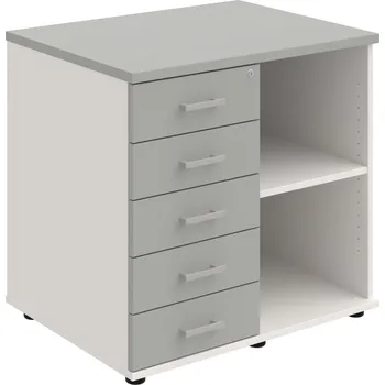 SPKZ 3 80 60 L P – Skříňka ke stolu, levá, s centrálním zamykáním - Šedá , Bílá , USH – hranatá