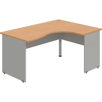 Psací stůl GE 2005 L – Stůl ergo levý 160 × 120 cm - Buk , Šedá , Šedý kov