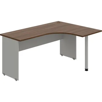 Psací stůl GE 60 L – Stůl ergo levý 160 × 120 cm - Ořech , Šedá , Šedý kov