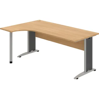 Psací stůl CE 1800 P – Stůl ergo pravý 180 × 120 cm - Dub , Dub , Šedý kov