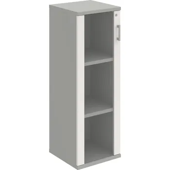 Policová skříň SZ 3 40 02 L – Skříň policová dvéřová 115,2 × 40 cm - Bílá , Šedá , USH – hranatá