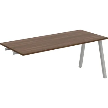 Psací stůl UJ A 1800 R – Stůl jednací rovný délky 180 cm, k řetězení - Ořech , Šedý kov