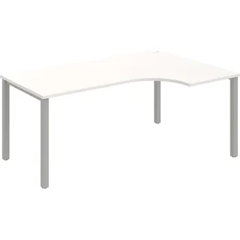 Psací stůl UE 1800 60 L – Stůl ergo 180×120 cm, levý - Bílá , Šedý kov