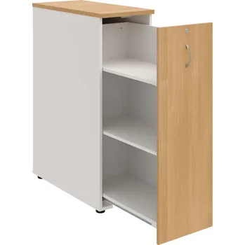 SPVZ 3 P – Skříňka ke stolu, šanonová, výsuvná, pravá - Dub , Bílá , USN – Hobis