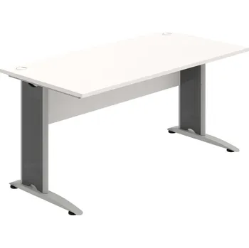 Psací stůl CS 1600 – Stůl pracovní rovný 160 cm - Bílá , Bílá , Šedý kov