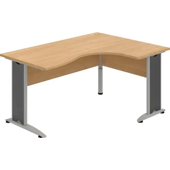 Psací stůl CE 2005 L – Stůl ergo levý 160 × 120 cm - Dub , Dub , Šedý kov