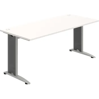 Psací stůl FS 1800 – Stůl pracovní rovný 180 cm - Bílá , Šedý kov