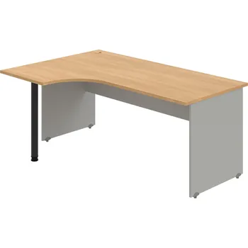 Psací stůl GE 1800 60 P – Stůl ergo 180 × 120 cm, pravý - Dub , Šedá , Černý kov