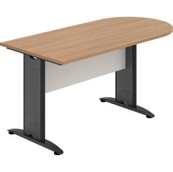 Jednací stůl CP 1600 1 – Stůl jednací oblouk 160 cm - Višeň , Bílá , Černý kov