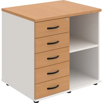 SPKZ 3 80 60 L P – Skříňka ke stolu, levá, s centrálním zamykáním - Buk , Bílá , UCO – černá