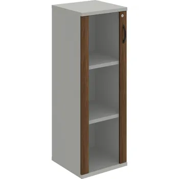 Policová skříň SZ 3 40 02 L – Skříň policová dvéřová 115,2 × 40 cm - Ořech , Šedá , UCO – černá