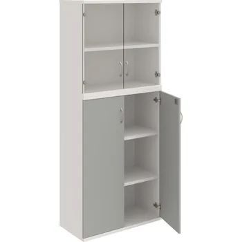 Policová skříň SZ 5 80 11 – Skříň policová dvéřová 192 × 80 cm - Šedá , Bílá , USN – Hobis