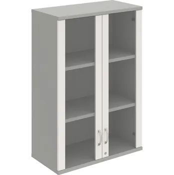 Policová skříň SZ 3 80 04 H – Skříň policová dvéřová 115,2 × 80 cm - Bílá , Šedá , USN – Hobis