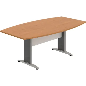 Jednací stůl CJ 200 – Stůl jednací sud 200 cm - Olše , Bílá , Šedý kov