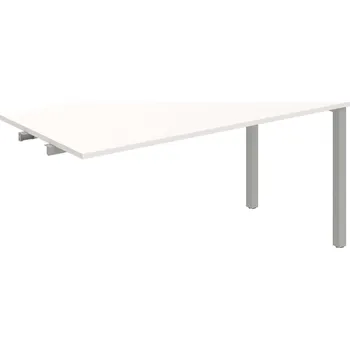 Psací stůl UJ 1600 R – Stůl jednací rovný délky 160 cm, k řetězení - Bílá , Šedý kov