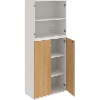 Policová skříň SZ 5 80 11 – Skříň policová dvéřová 192 × 80 cm - Dub , Bílá , USN – Hobis