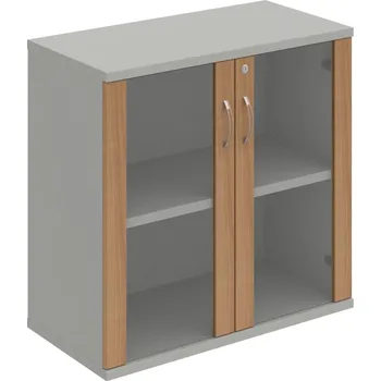 Policová skříň SZ 2 80 02 – Skříň policová dvéřová 76,8 × 80 cm - Višeň , Šedá , USN – Hobis