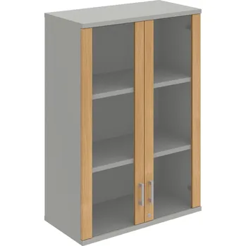 Policová skříň SZ 3 80 04 H – Skříň policová dvéřová 115,2 × 80 cm - Dub , Šedá , USH – hranatá