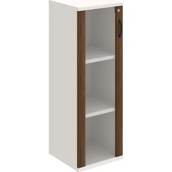 Policová skříň SZ 3 40 02 L – Skříň policová dvéřová 115,2 × 40 cm - Ořech , Bílá , UCO – černá