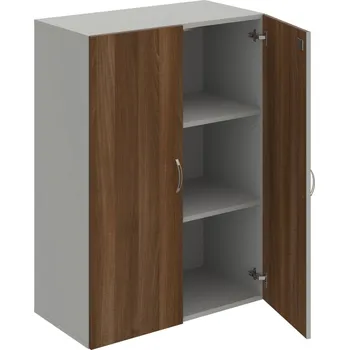 Policová skříň DZ 3 80 01 – Skříň policová dvéřová 111 × 80 cm - Ořech , Šedá , USN – Hobis