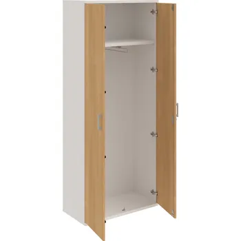 Policová skříň SZR 5 80 01 – Skříň šatní dvéřová 192 × 80 cm - Dub , Bílá , USH – hranatá