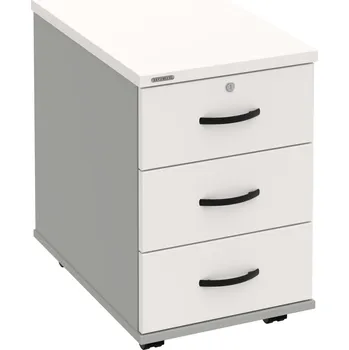 Zásuvkový kontejner K 33 Z N – Kontejner, 3 zásuvky, uzamykatelný, léta napříč, hl. 60 cm - Bílá , Šedá , UCO – černá