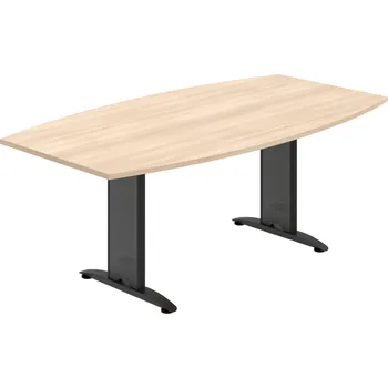 Jednací stůl FJ 200 – Stůl jednací sud 200 cm - Akát , Černý kov