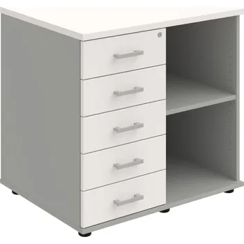 SPKZ 3 80 60 L P – Skříňka ke stolu, levá, s centrálním zamykáním - Bílá , Šedá , USH – hranatá