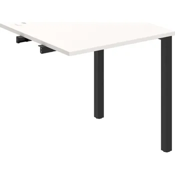 Psací stůl US 800 R – Stůl pracovní délky 80 cm, k řetězení - Bílá , Černý kov