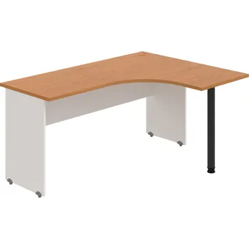 Psací stůl GE 60 L – Stůl ergo levý 160 × 120 cm - Olše , Bílá , Černý kov