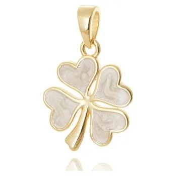 Přívěsek Stříbrný zlacený přívěšek čtyřlístek s perletí STRZ1194F