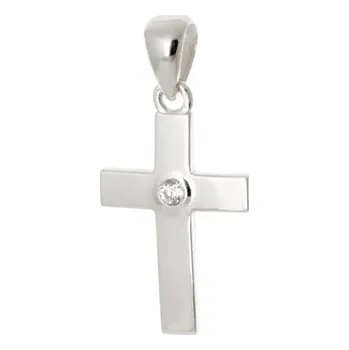 Přívěsek Stříbrný přívěšek křížek se zirkonem STRZ1196F