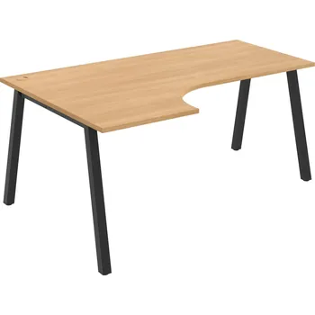 Psací stůl UE A 1800 60 P – Stůl ergo 180 × 120 cm, pravý - Dub , Černý kov